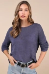 Lulus Positive Affirmations Blue Loose Knit Sweater In Blue