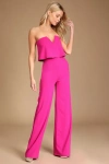 Lulus Power Of Love Magenta Strapless Jumpsuit In Magenta