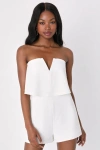 Lulus Power Of Love White Strapless Romper In White