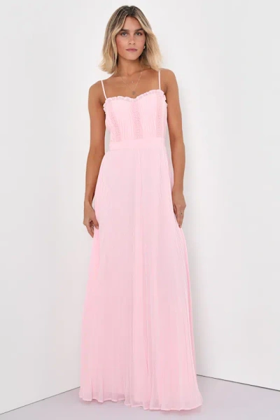 Lulus Precious Charm Light Pink Pleated Sleeveless Maxi Dress