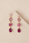 Lulus Precise Radiance Pink Rhinestone Drop Earrings In Pink