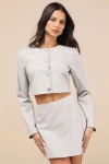 Lulus Preppy Pursuit Heather Grey Two-piece Long Sleeve Mini Dress In Heather Grey