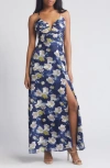 LULUS PRETTY PERSPECTIVE FLORAL MAXI DRESS