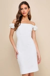 Lulus Pretty Presence White Off-the-shoulder Floral Strap Mini Dress In White