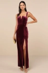 Lulus Pristine Luxury Berry Purple Velvet Bustier Maxi Dress In Purple