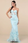 Lulus Made To Stun Light Blue Sequin Strapless Mermaid Maxi Dress In Blue