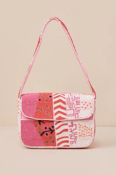 Lulus Radiant Inclination Pink Multi Beaded Shoulder Bag