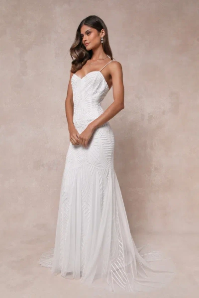 Lulus Radiant Presence White Sequin Sleeveless Backless Maxi Dress