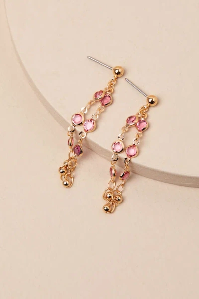 Lulus Rahela Gold And Pink Chain Link Drop Earrings