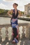 Lulus Rania Black Multi Floral Mesh Backless Maxi Dress