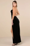 Lulus Rare Style Black Velvet Chain Strap Backless Maxi Dress In Black