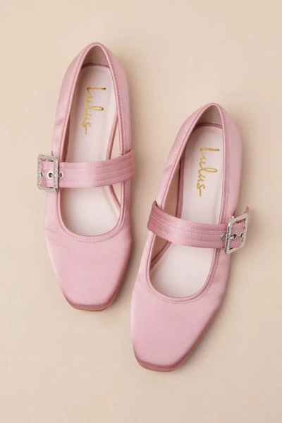 Lulus Rawler Dusty Rose Satin Buckle Ballet Flats
