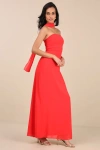 Lulus Rawya Red Orange Strapless Maxi Dress And Scarf Set In Red Orange