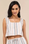 Lulus Raylon White Multi Striped Tank Top In White