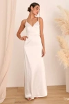 Lulus Ready For Forever White Satin Pearl Tie-back Maxi Dress In White
