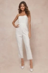 LULUS REDEFINED ELEGANCE WHITE FLORAL LACE SEQUIN STRAPLESS JUMPSUIT