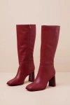 Lulus Reelee Oxblood Square Toe Knee-high Boots In Red