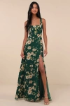 Lulus Remarkable Arrival Emerald Green Floral Sleeveless Maxi Dress In Emerald Green