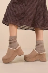 Lulus Remeena Mushroom Suede Platform Clogs In Taupe