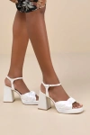 Lulus Remie White Satin Knotted Platform High Heel Sandals In White