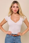 Lulus Required Style Beige Textured Ribbed Ruched Bodysuit In Beige