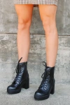 Lulus Riana Black Lace-up Platform High Heel Boots In Black