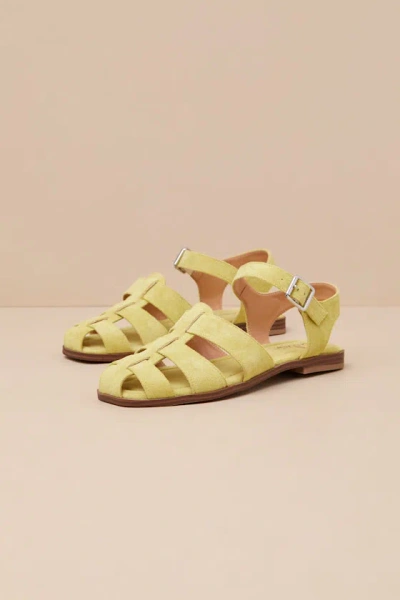 Lulus Rigmore Lime Suede Fisherman Sandals In Green