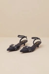 Lulus Rochaa Black Pointed-toe Studded Buckle Ankle Strap Pumps In Black