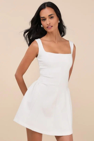 Lulus Roetta White Sleeveless Pleated Mini Dress