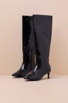Lulus Rohmer Black Croc-embossed Over-the-knee Boots In Black