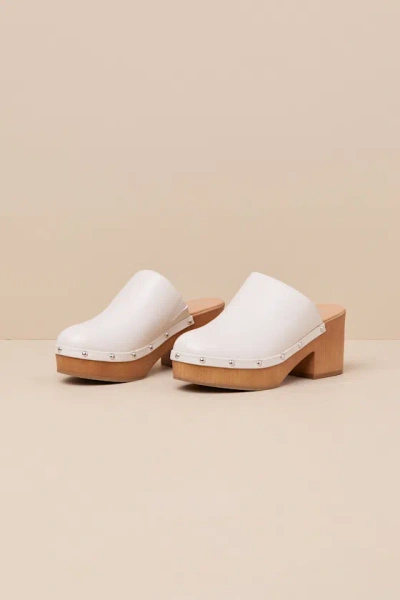 Lulus Romain Bone Studded Platform Clogs In White
