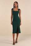 Lulus Romantic Celebration Emerald Green Tie-strap Bodycon Midi Dress In Emerald Green