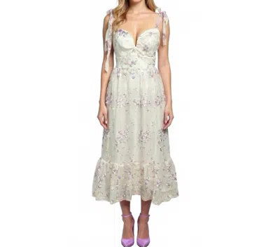 Lulus Romantic Embroidered Tulle Midi Dress In White Lilac Pink Floral