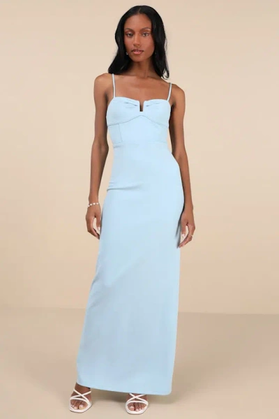 Lulus Romantic Existence Light Blue Column Maxi Dress