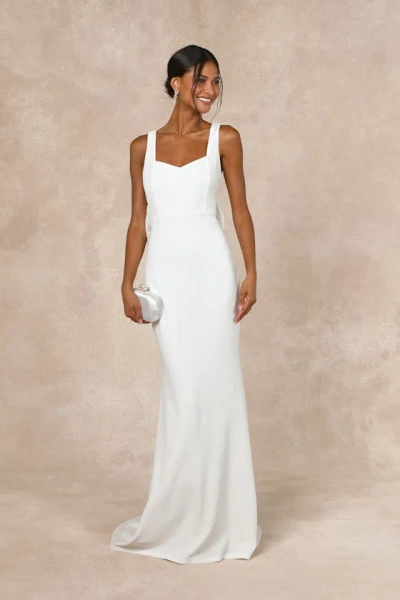 Lulus Romantic Glow White Backless Pearl Bow Maxi Dress