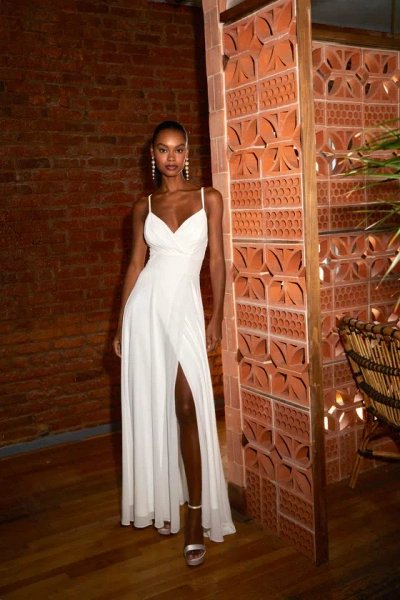 Lulus Romantic Inspiration White Sleeveless Faux-wrap Maxi Dress