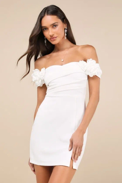 Lulus Romantic Reputation White 3d Floral Applique Bodycon Mini Dress