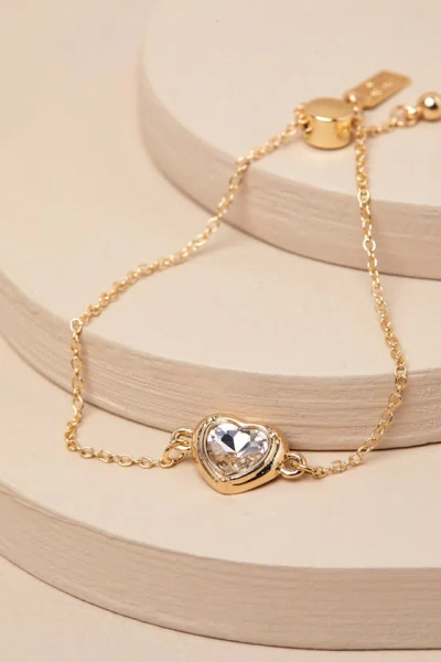 Lulus Romantic Shine Gold Heart Bracelet