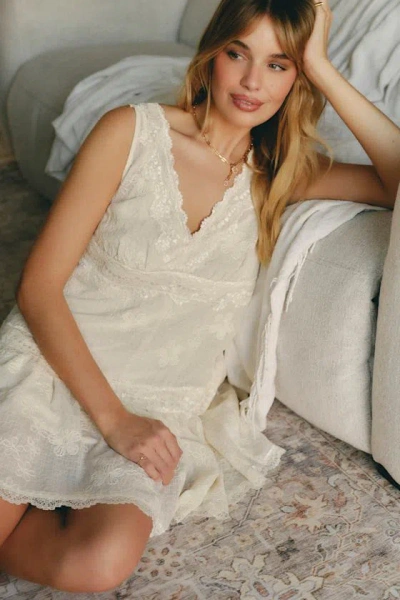 Lulus Romy Cream Lace Tiered Shift Mini Dress In White