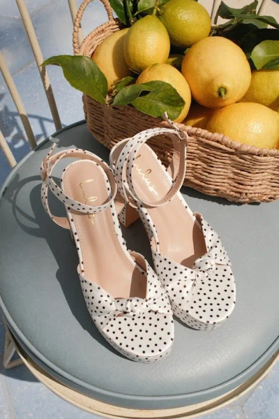 Lulus Rosamond White Polka Dot Knotted Platform High Heel Sandals