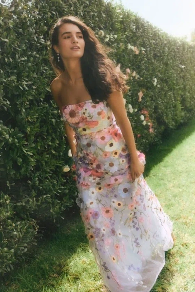 Lulus Rosario Light Blue Multi 3d Floral Embroidered Maxi Dress