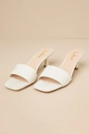 Lulus Rosmarine Ivory Floral Square-toe High Heel Slide Sandals In Ivory
