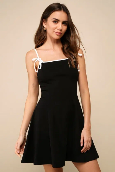 Lulus Routinely Cute Black Sleeveless Skater Mini Dress