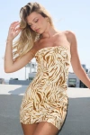 Lulus Rovena Ivory And Brown Animal Print Mini Dress In White