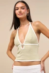 Lulus Rozemond Light Green Textured Knit Starfish Halter Top