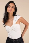 Lulus Rudia Ivory One-shoulder Top In Ivory