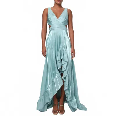 Lulus Rylee Satin Maxi Dress In Teal In Blue