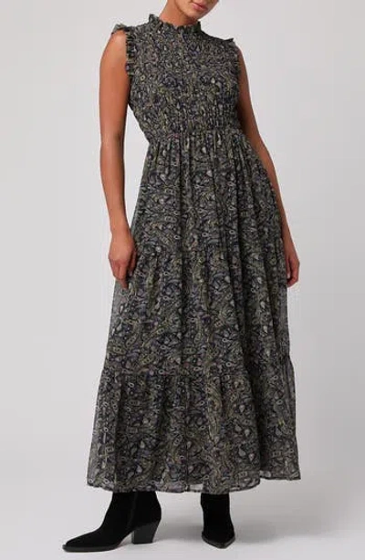 Lulus Sadie Paisley Ruched Maxi Dress In Green