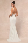 Lulus Safine White Backless Mermaid Maxi Dress In White