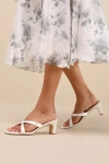 Lulus Salmma White Satin Low Heel Slide Sandals In White